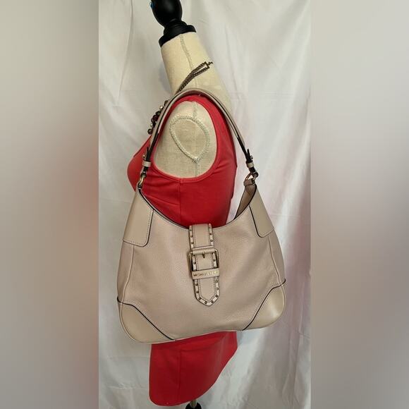 NEW Michael Kors Lillian Buckle Soft Pink Pebbled Leather Large Shoulder Bag - Picture 1 of 12